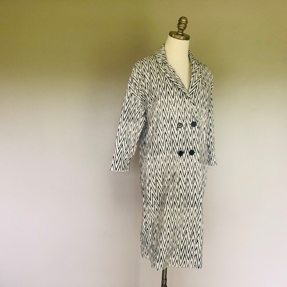 Coat MAX AND CO Black and White Small Cotton Blend - Picture 8 of 9